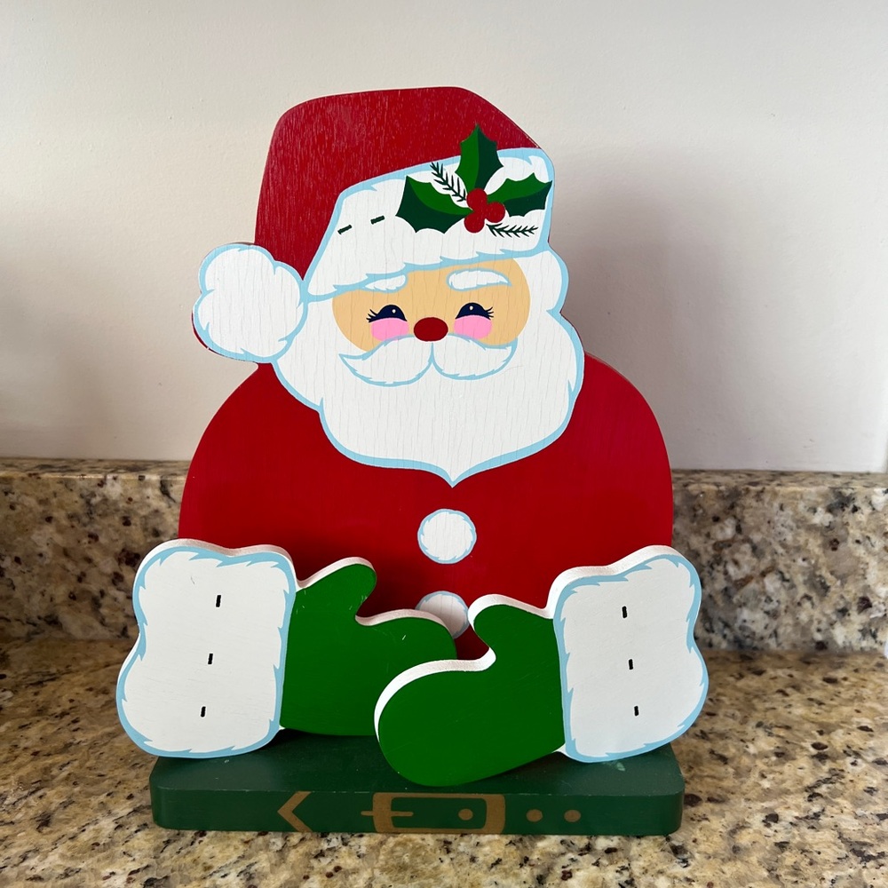 Vintage 1985 Lillian Vernon Jolly Santa Claus Christmas Card or Napkin Holder - Picture 1 of 5